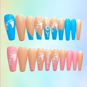 20 pcs gender reveal press on nails